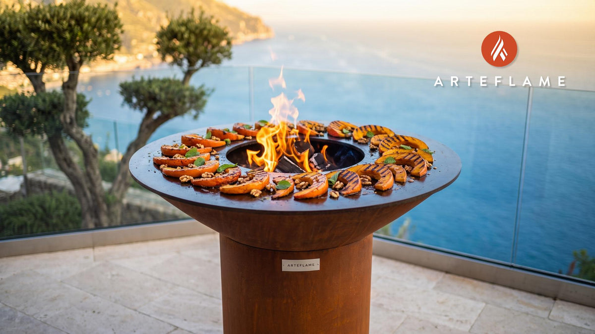 Grilled Pumpkin with Spiced Honey (California Style) cooking on an Arteflame grill