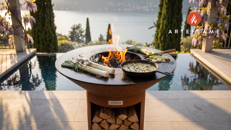 Charred Leek & Blue Cheese Dip (Norwegian Style) cooking on an Arteflame grill