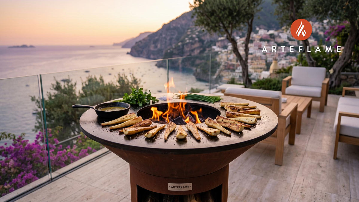 Grilled Parsnips & Sweet Mustard (Norwegian Style) cooking on an Arteflame grill