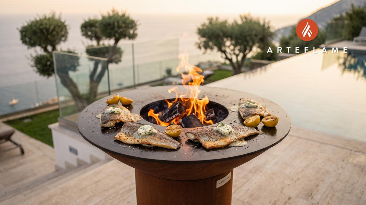 Grilled Norwegian Pike with Horseradish Butter cooking on an Arteflame grill