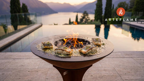 Herbed Grilled Arctic Cod (Norwegian Style) cooking on an Arteflame grill