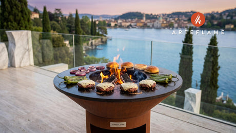 Southwestern Bison Burgers (Colorado Style) cooking on an Arteflame grill