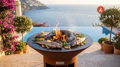 Grilled Trout with Lemon Butter (Colorado Style) cooking on an Arteflame grill