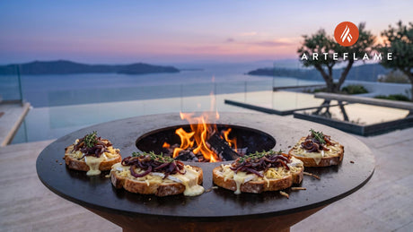 Grilled Brie & Caramelized Onion Sandwich (Norwegian Style) cooking on an Arteflame grill