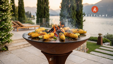 Grilled Corn with Chili Butter (Colorado Style) cooking on an Arteflame grill
