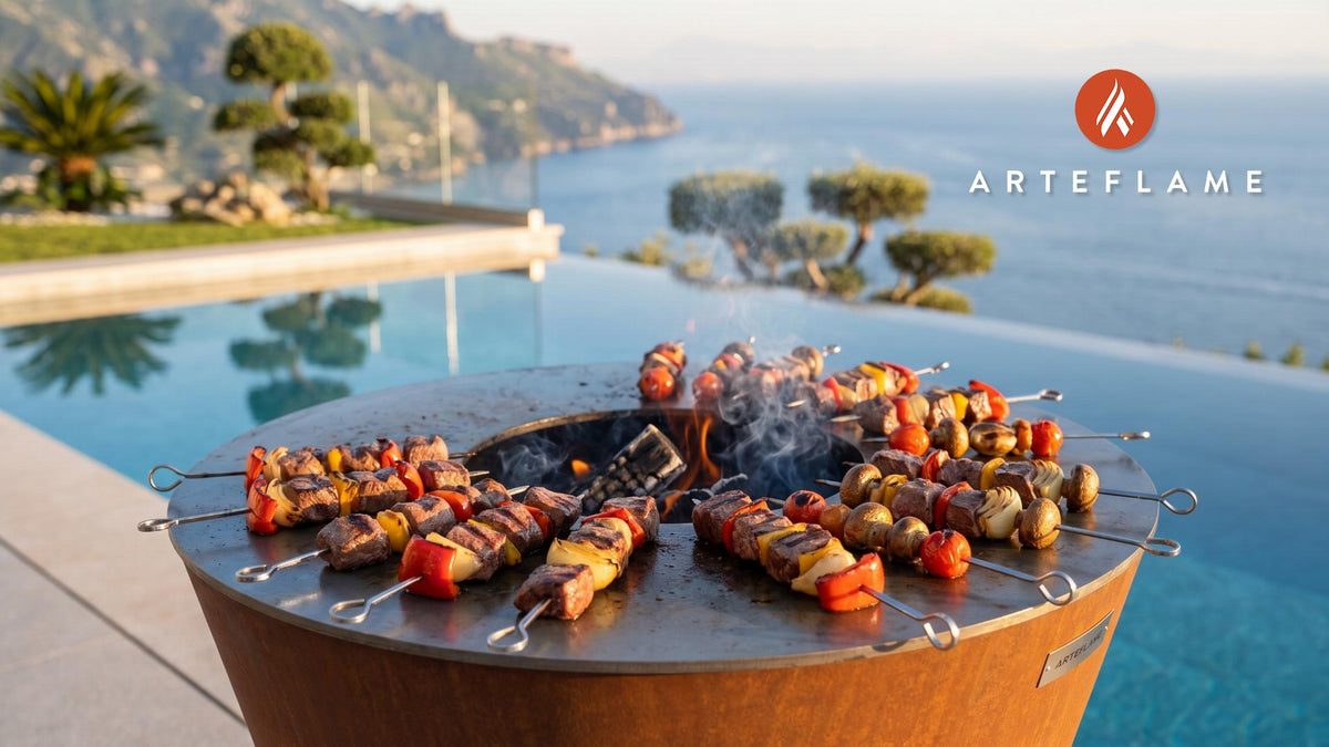 Seared Venison Kebabs (Colorado Rocky Mountain Style) cooking on an Arteflame grill