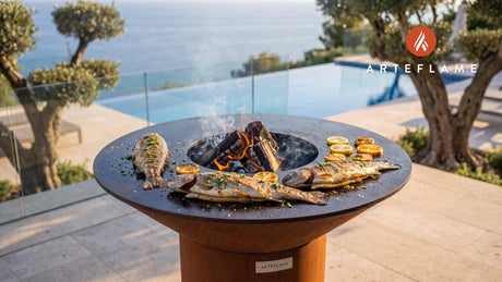 Grilled Rainbow Trout cooking on an Arteflame grill