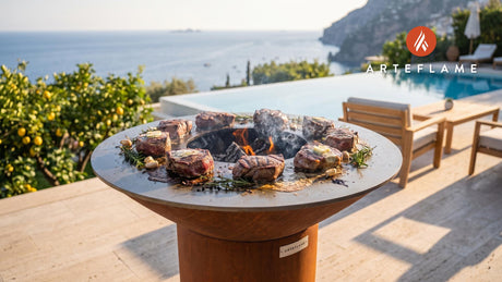 Grilled Elk Tenderloin with Whiskey Herb Marinade (Colorado Style) cooking on an Arteflame grill