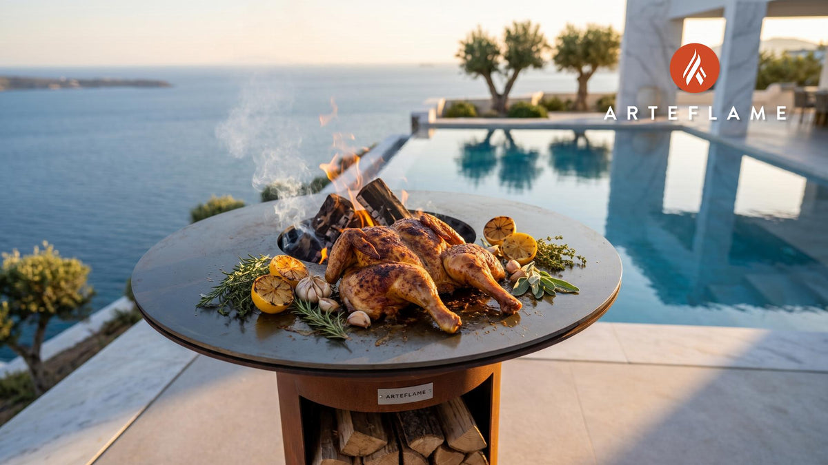 Hickory Smoked Chicken (Colorado Style) cooking on an Arteflame grill