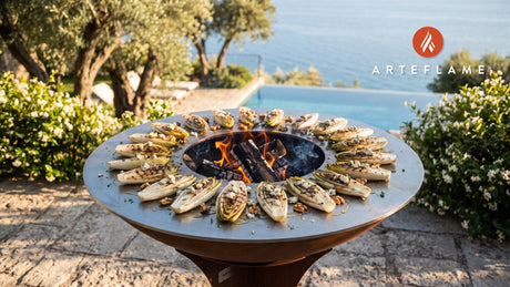 Grilled Chicory with Blue Cheese (Belgian Style) cooking on an Arteflame grill