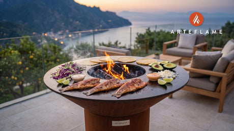 Grilled Trout Tacos cooking on an Arteflame grill