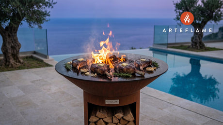Wood-Fired Elk Chops (Colorado Style) cooking on an Arteflame grill