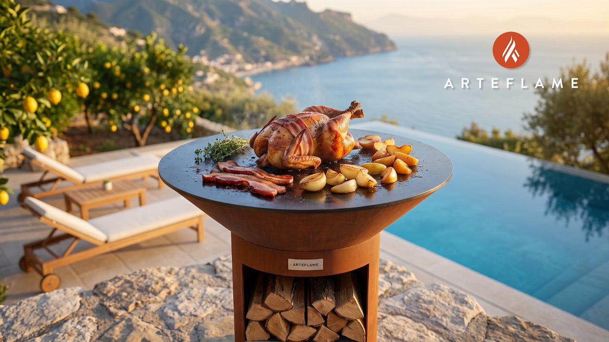Grilled Pheasant with Belgian Beer Glaze cooking on an Arteflame grill