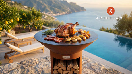 Grilled Pheasant with Belgian Beer Glaze cooking on an Arteflame grill