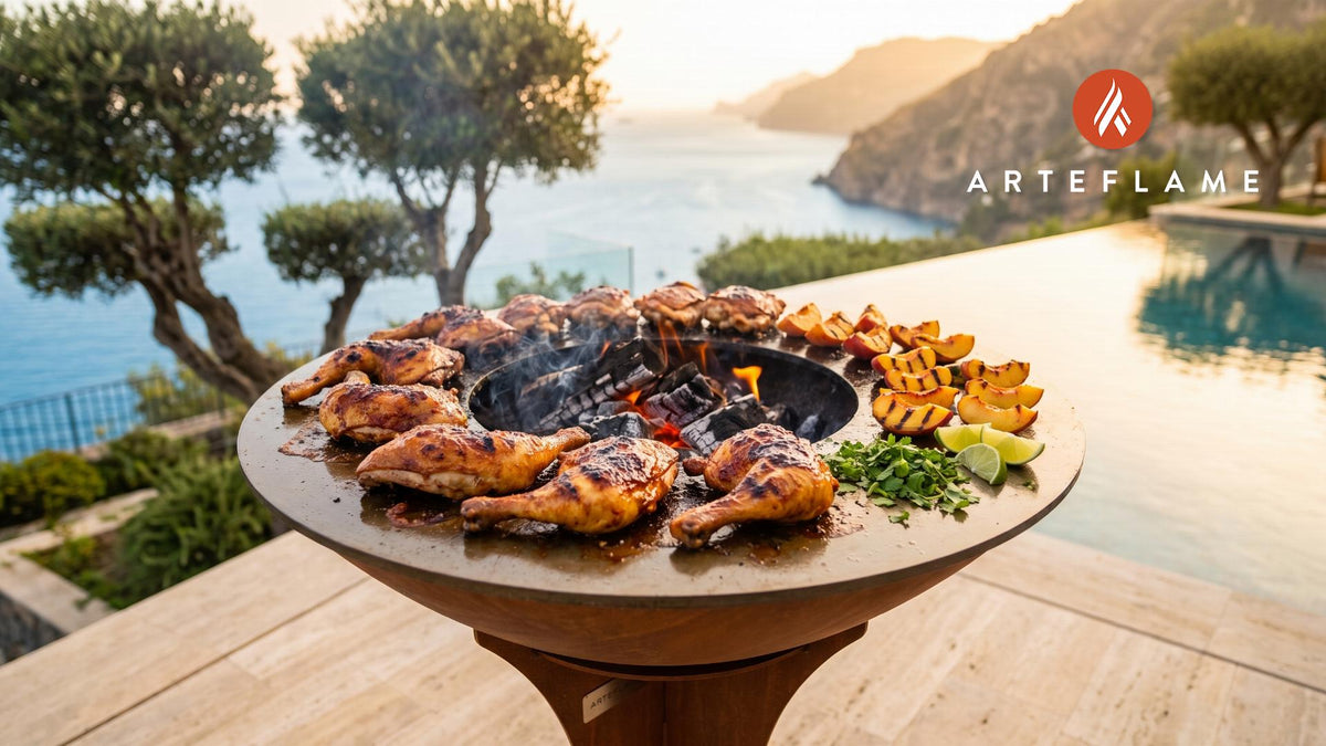 Peach Habanero Grilled Chicken (Colorado Style) cooking on an Arteflame grill