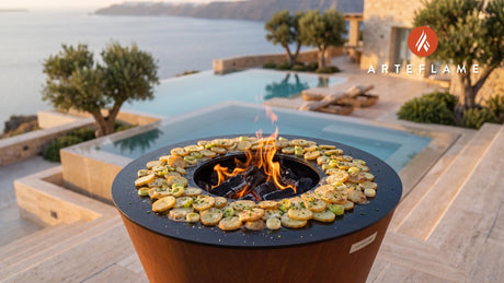 Grilled Potatoes & Leeks cooking on an Arteflame grill