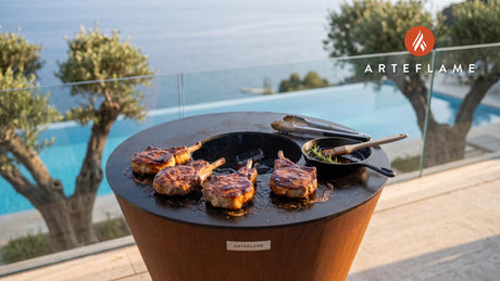 Seared Pork Chops cooking on an Arteflame grill