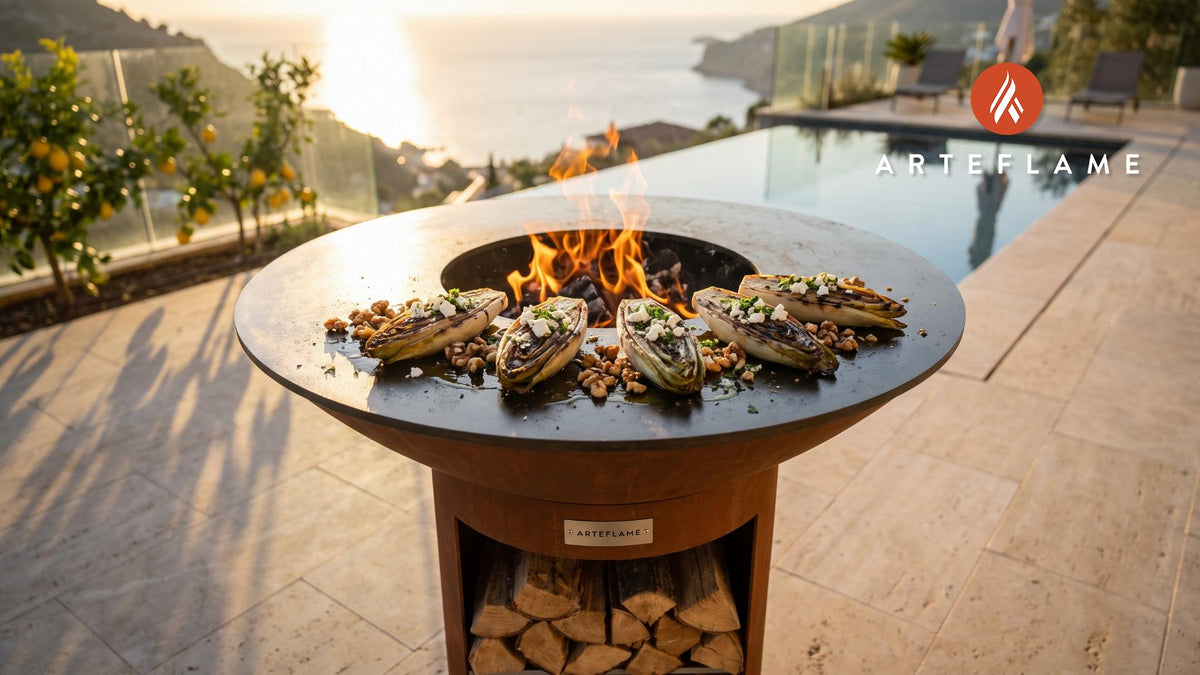 Charred Belgian Endive & Goat Cheese Salad cooking on an Arteflame grill