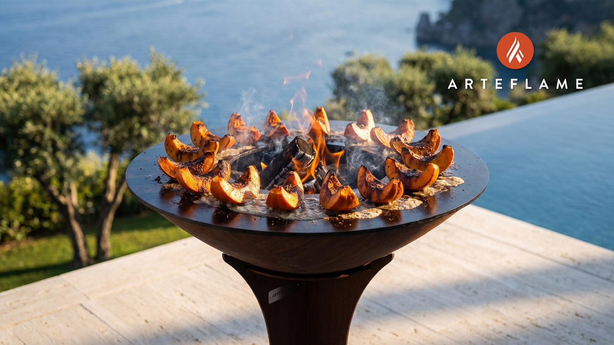 Grilled Pumpkin Wedges (Belgian Spiced) cooking on an Arteflame grill