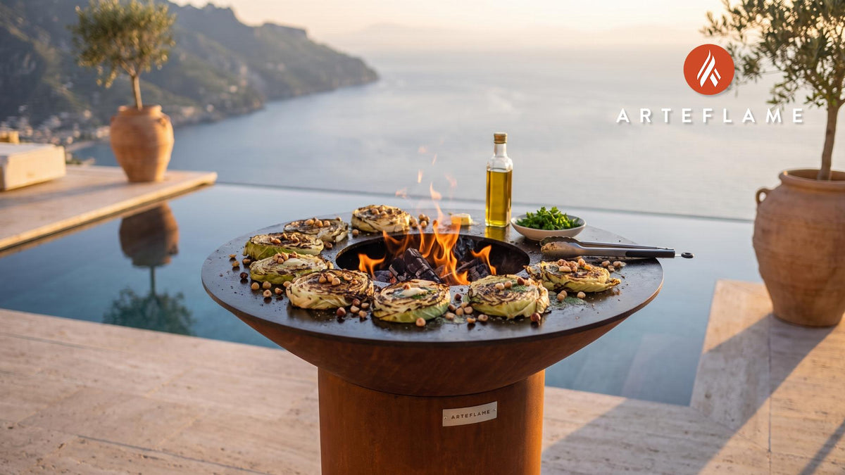 Grilled Cabbage Steaks with Hazelnuts (Belgian) cooking on an Arteflame grill