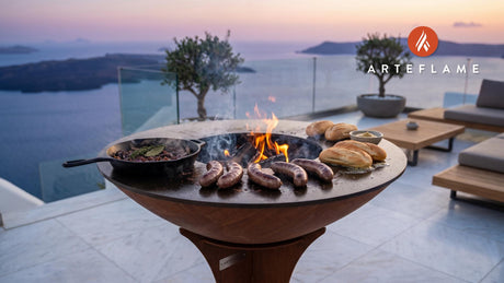 Juicy Grilled Venison Sausages (Belgian Style) cooking on an Arteflame grill