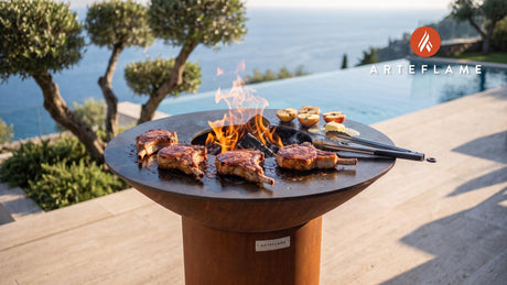 Maple Glazed Pork Chops (Connecticut Style) cooking on an Arteflame grill
