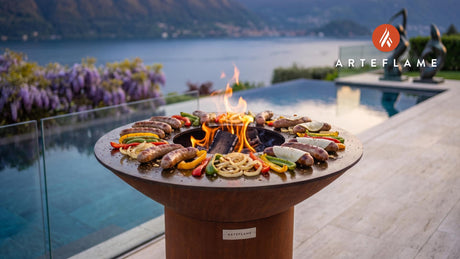 Grilled Italian Sausage & Peppers (Connecticut Style) cooking on an Arteflame grill