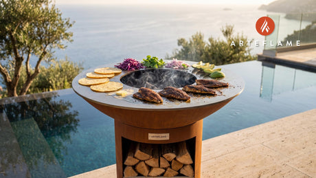 Blackened Bluefish Tacos (Connecticut Style) cooking on an Arteflame grill