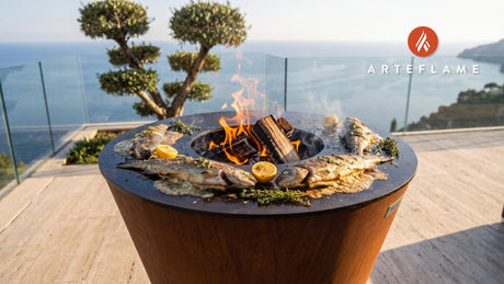 Wood-Fired Trout with Thyme (Belgian Style) cooking on an Arteflame grill