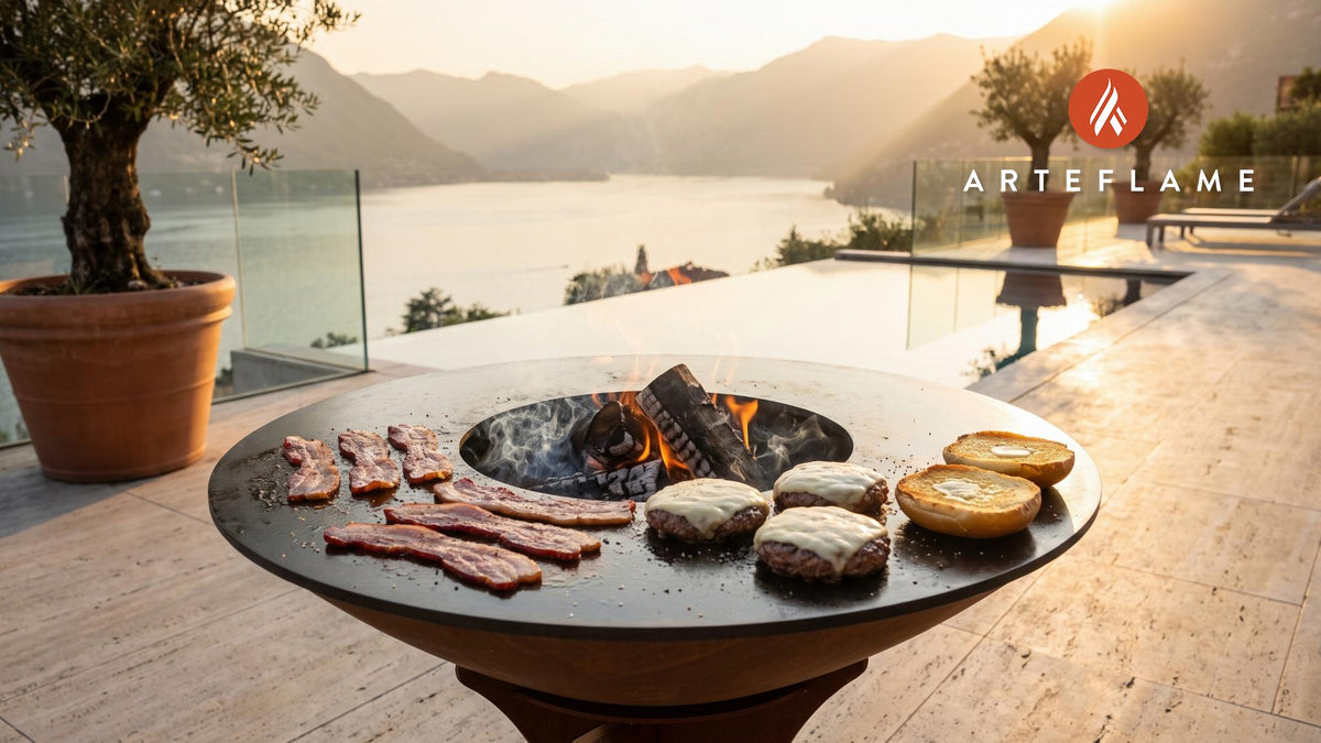 Applewood Smoked Bacon Burgers (Connecticut Style) cooking on an Arteflame grill