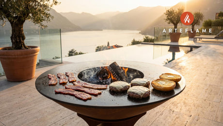 Applewood Smoked Bacon Burgers (Connecticut Style) cooking on an Arteflame grill