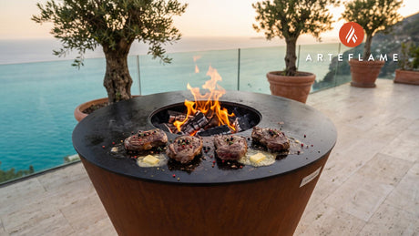 Grilled Venison Steaks with Juniper Marinade (Swedish) cooking on an Arteflame grill