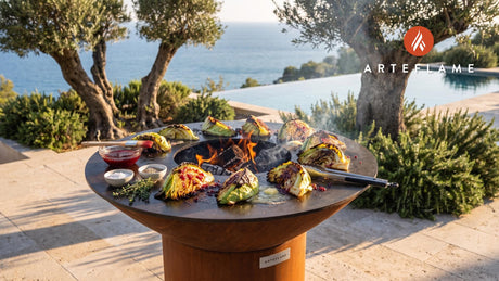 Charred Cabbage with Lingonberry Glaze (Swedish Style) cooking on an Arteflame grill