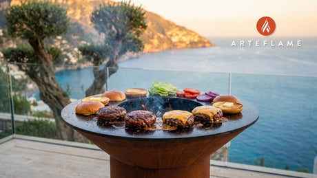Juicy Grilled Venison Burgers (Connecticut Style) cooking on an Arteflame grill