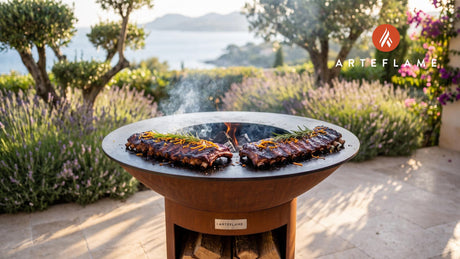 Glögg Marinated Pork Ribs (Swedish Style) cooking on an Arteflame grill