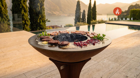 Grilled Blood Pudding & Lingonberry Sauce (Swedish) cooking on an Arteflame grill