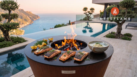 Arctic Char & Horseradish Cream (Swedish Style) cooking on an Arteflame grill