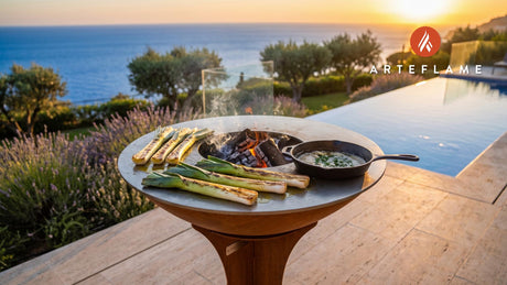 Grilled Leeks with Brown Butter (Swedish Style) cooking on an Arteflame grill