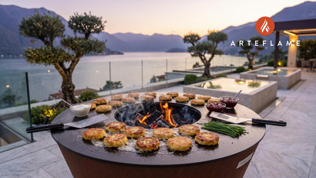 Crispy Griddled Potato Cakes (Swedish Style) cooking on an Arteflame grill