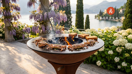 Lemon Grilled Softshell Crabs (Connecticut Style) cooking on an Arteflame grill