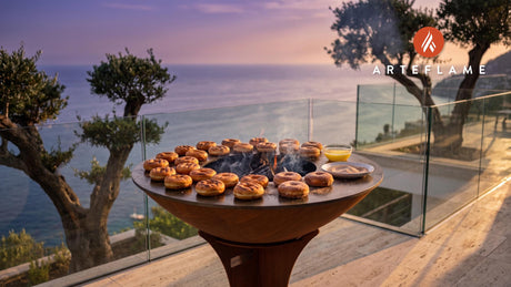 Grilled Nutmeg Donuts (Connecticut Style) cooking on an Arteflame grill