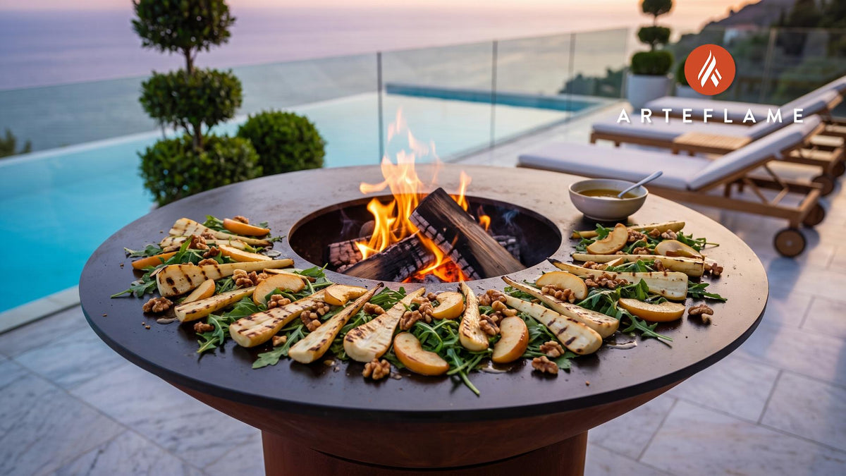 Grilled Parsnip & Apple Salad (Swedish Style) cooking on an Arteflame grill