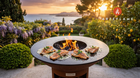 Grilled Rockfish Fillets (Delaware Style) cooking on an Arteflame grill