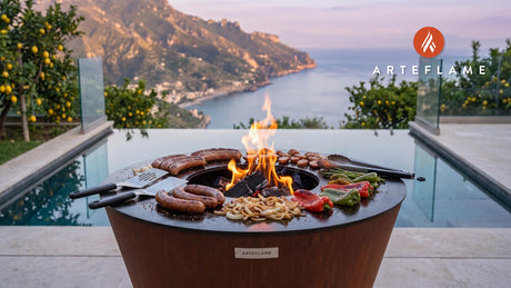 Grilled Smoked Deer Sausage (Delaware Style) cooking on an Arteflame grill