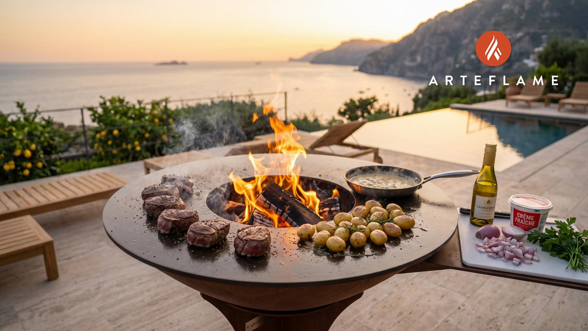 Seared Roe Deer Medallions with Chardonnay (Swedish Style) cooking on an Arteflame grill