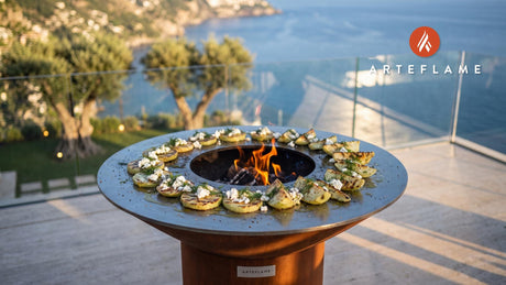 Charred Kohlrabi & Goat Cheese (Swedish Style) cooking on an Arteflame grill