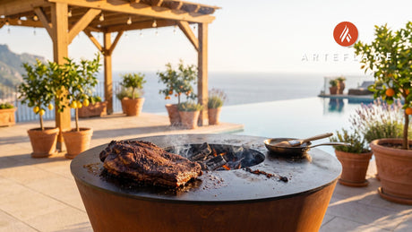 Tender Grilled Brisket (Swedish BBQ Style) cooking on an Arteflame grill