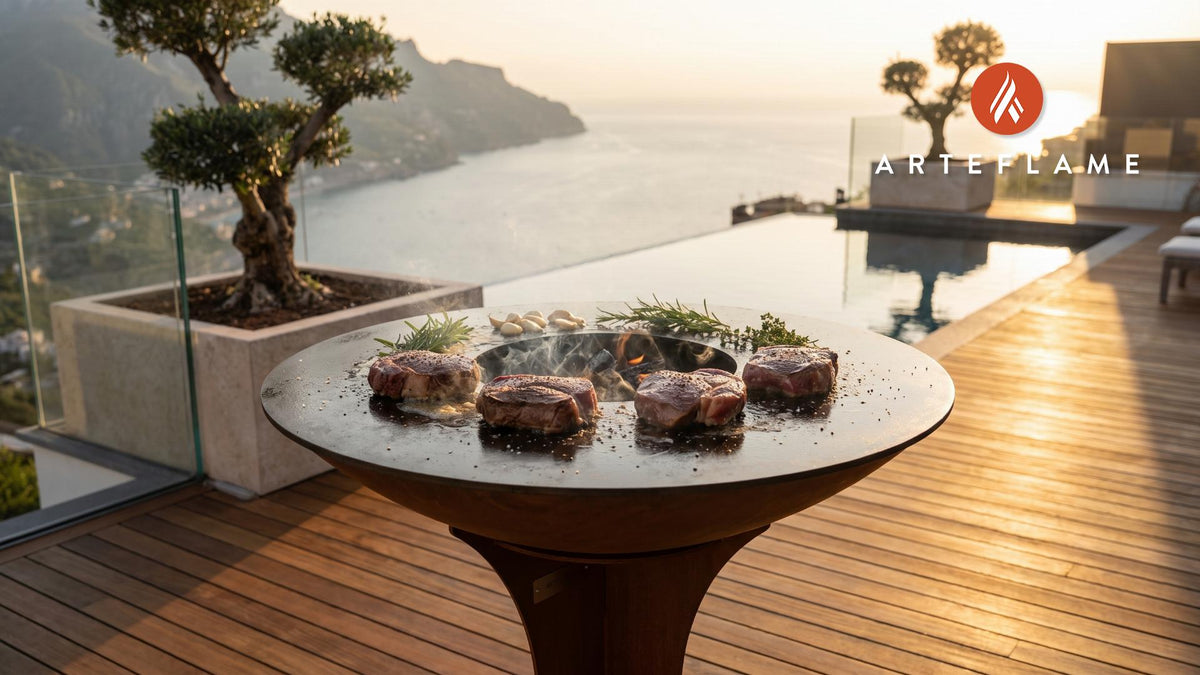Tender Grilled Reindeer Steaks (Finnish Style) cooking on an Arteflame grill