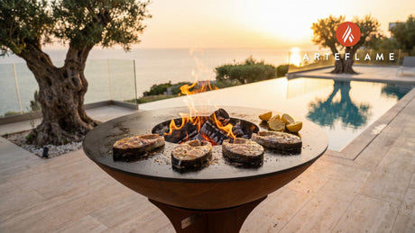 Grilled Bluefish Steaks (Delaware Style) cooking on an Arteflame grill
