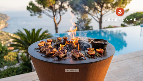 BBQ Quail with Peach Bourbon Glaze (Delaware Style) cooking on an Arteflame grill